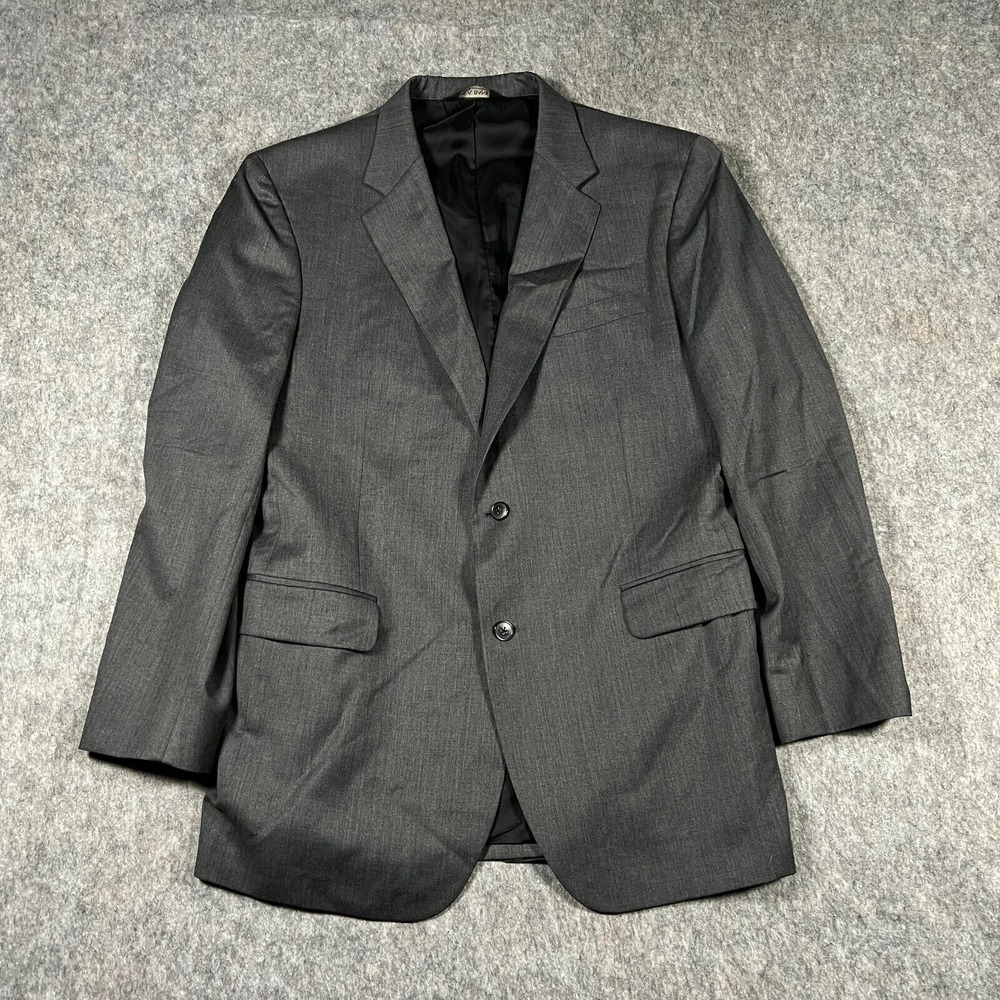 Jos. A. Bank Men's Blazer Suit Jacket Size 43L Gray 100% Wool Single Breasted